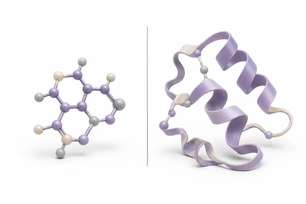 An oral capsule beside injectable peptide vials illustrating MK-677 compared with GH secretagogue peptides