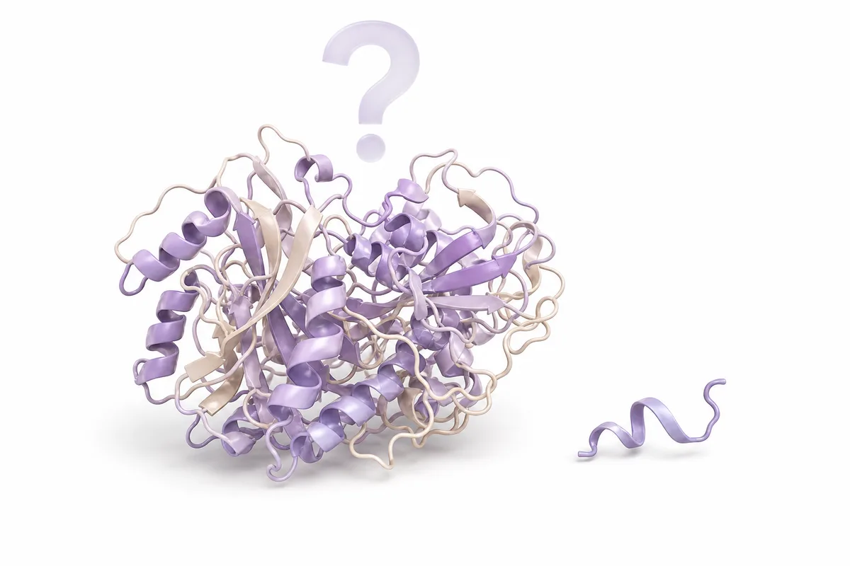 A vial labeled Klotho beside a strand of spun thread, illustrating the longevity protein named for the Greek Fate
